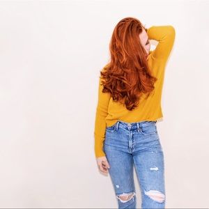 H&M Divided Lightweight Knit Sweater in Rich Marigold Mustard Size XS